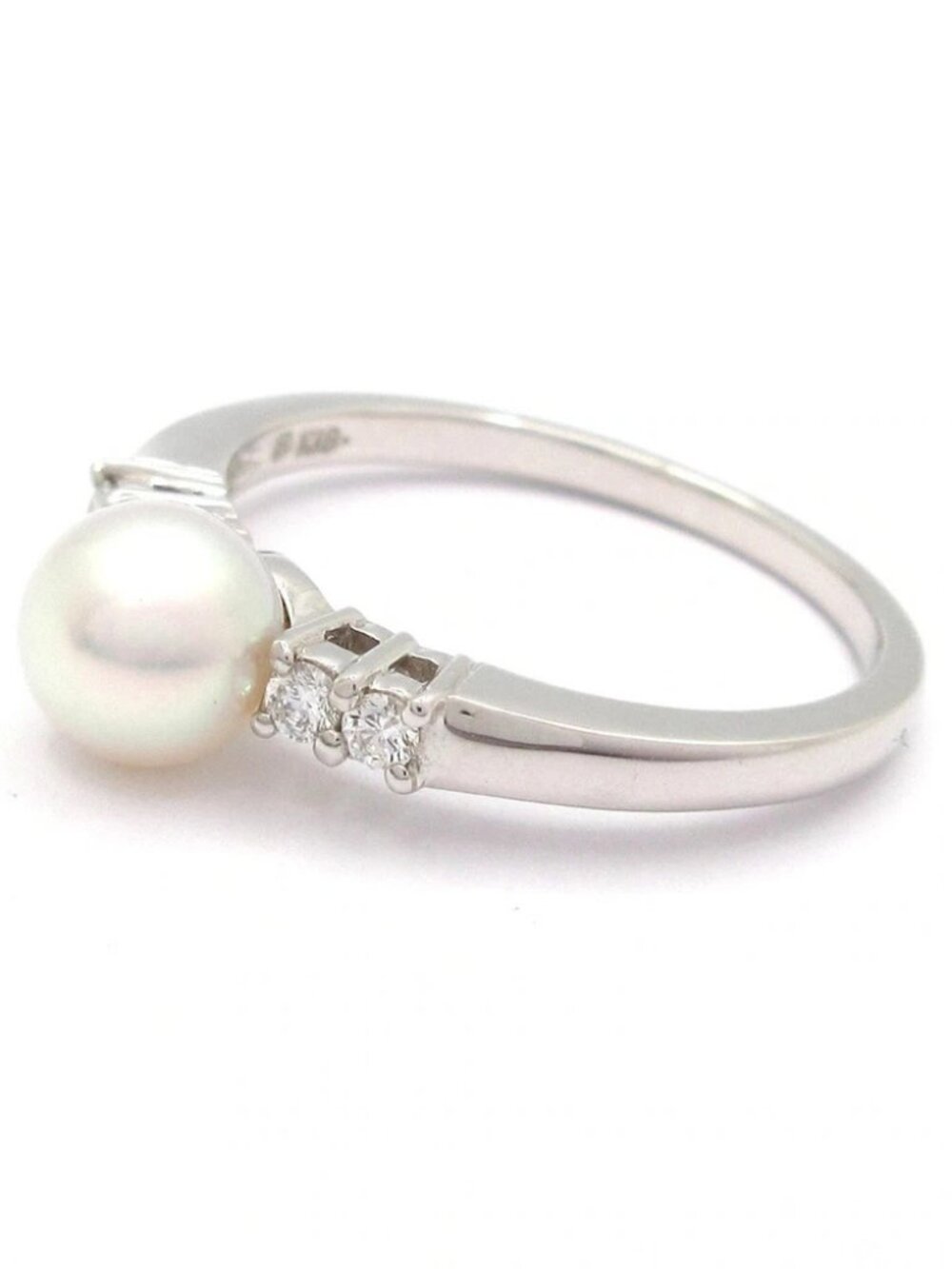 mikimoto 18K White Gold Diamond Pearl Ring